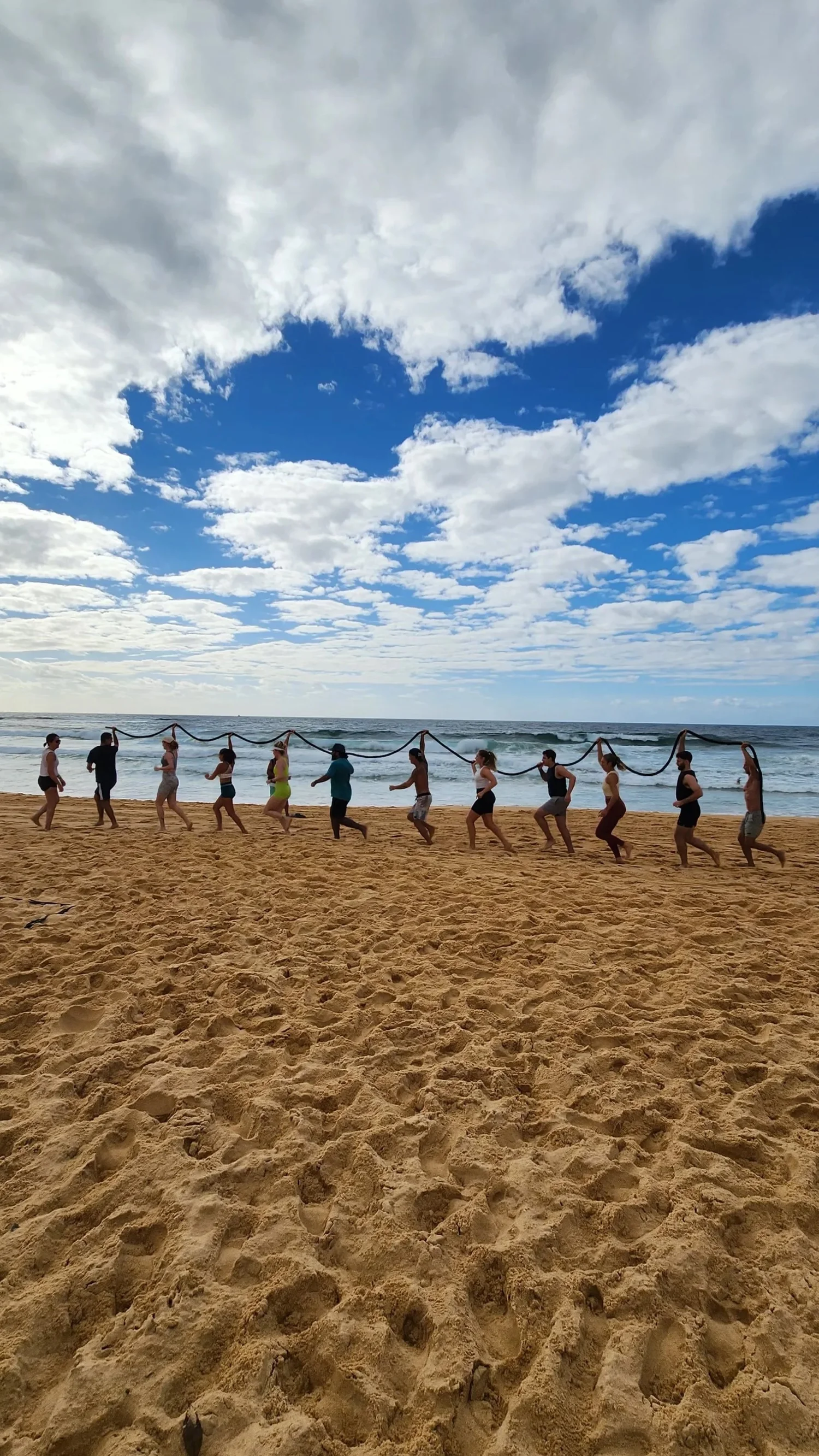 Fitness group session on the beach